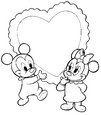 mickey mouse y su novia mickey con un corazón